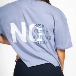 Oversized Seamless Crop Top in Viola Blue "No Glory"