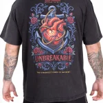Oversize-T-Shirt im Vintage-Look, schwarz, „Unbreakable“