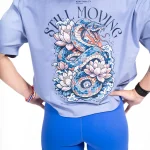 Oversized Seamless Crop Top in Viola Blue Snake by evolve